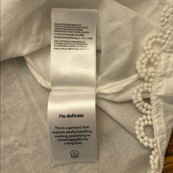 FARM Rio Pitanga Embroidered Cotton Puff Sleeve Blouse Woman's Small - Picture 15 of 16